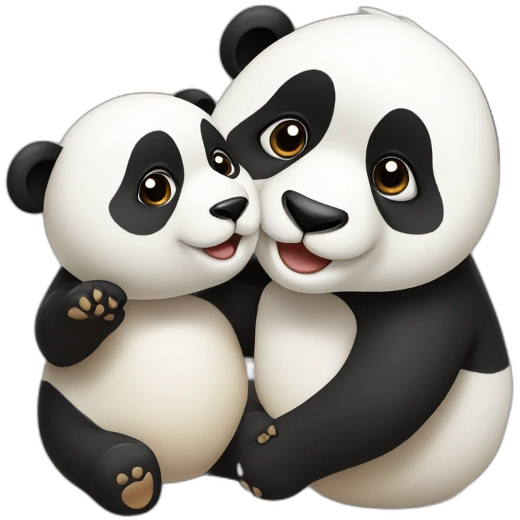 deux panda qui se font un calin emoji