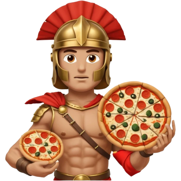 greece ancient warrior with pizza emoji