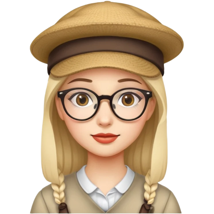 A girl with glasses and a hat emoji
