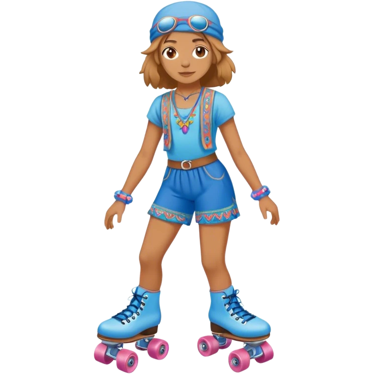 Blue Hippie rollerskates emoji