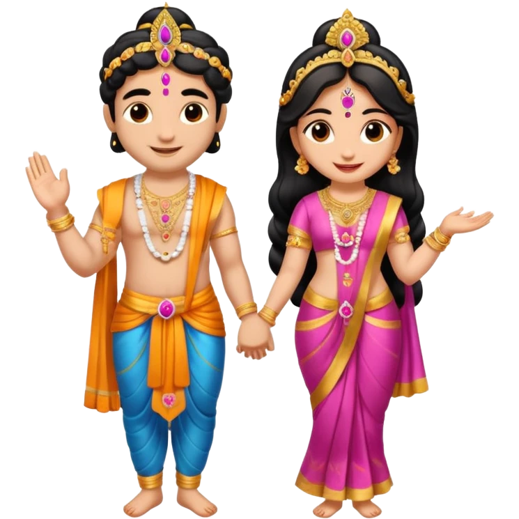 Krishna and Radha cute standing together with fuet emoji