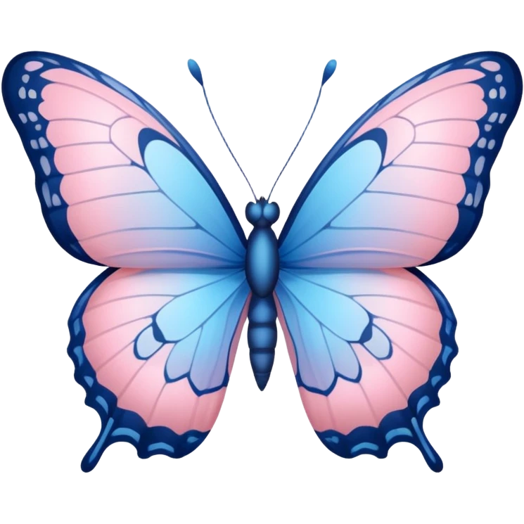 A butterfly with light blue fade to light pink wings emoji