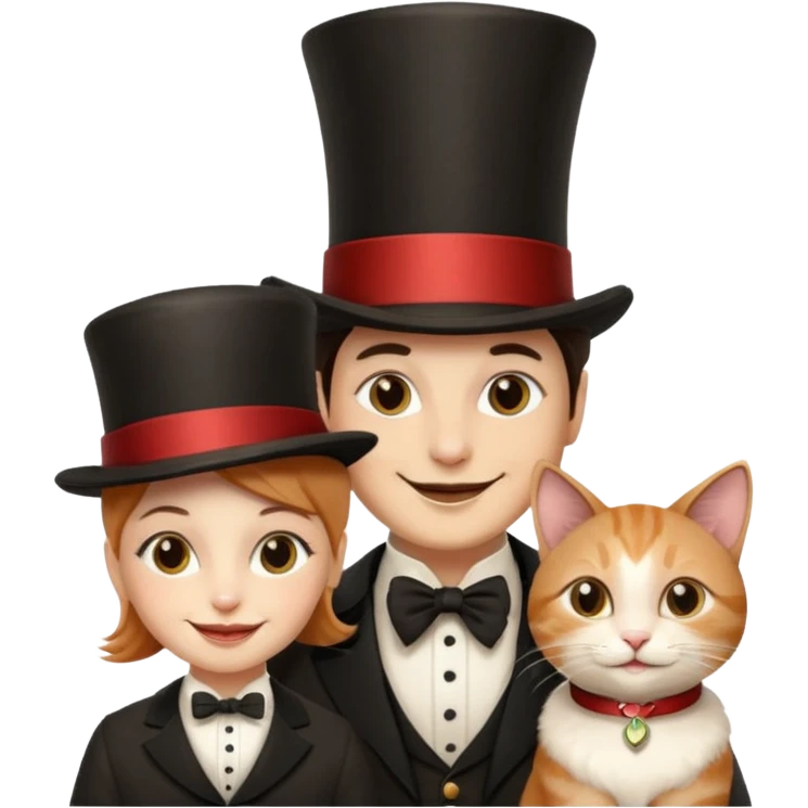 magician couple and their pet cat emoji