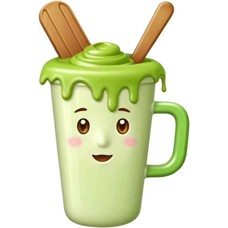 pistacio popsicle in a warm milk cup emoji