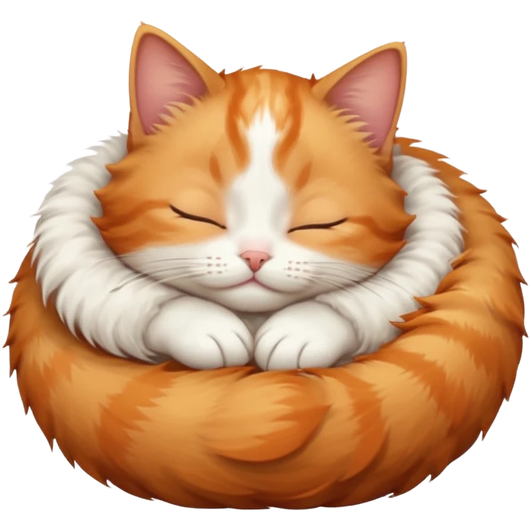 ginger and white small cat curled up with head upside down with eyes closed emoji