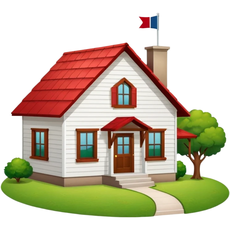 Texas state shape with a small cheerful house on it, simple style emoji