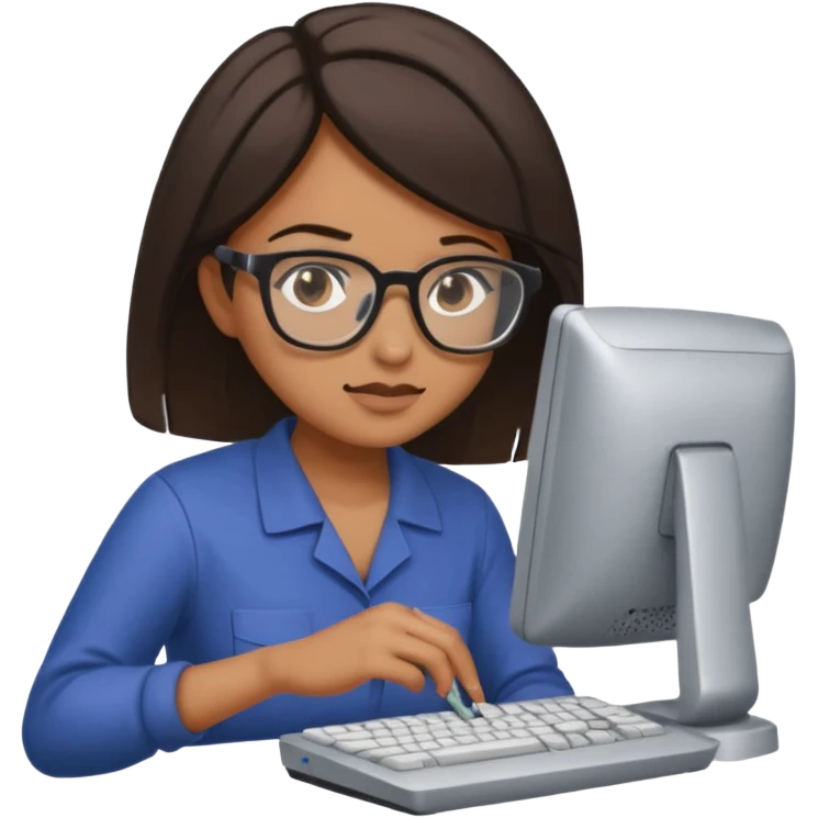 female computer technician fixing damaged computer emoji