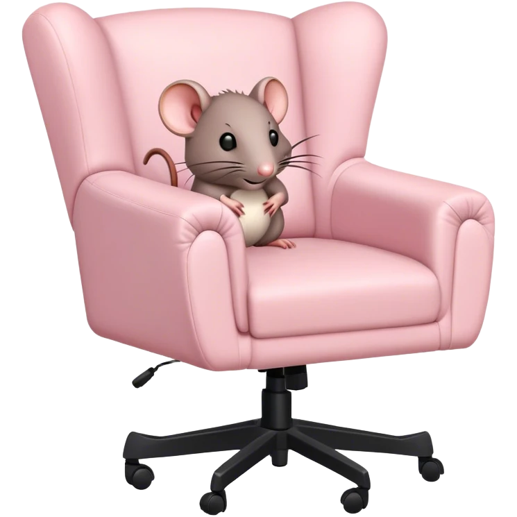 Light pink gaming chair with a rat on it emoji