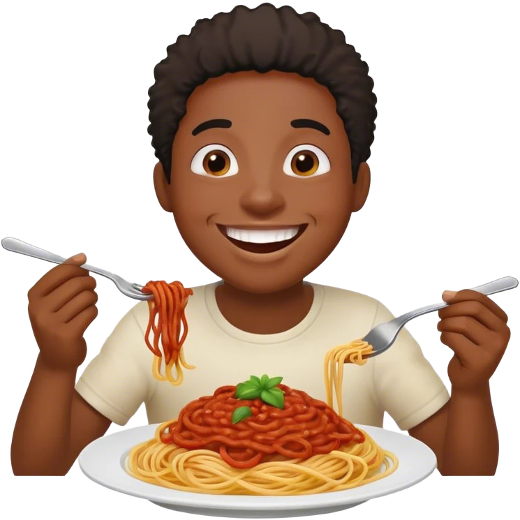 A black person eating spaghetti  emoji