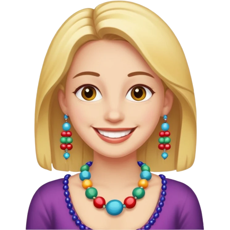 Счастливая Девушка с украшение на шее в виде бус emoji