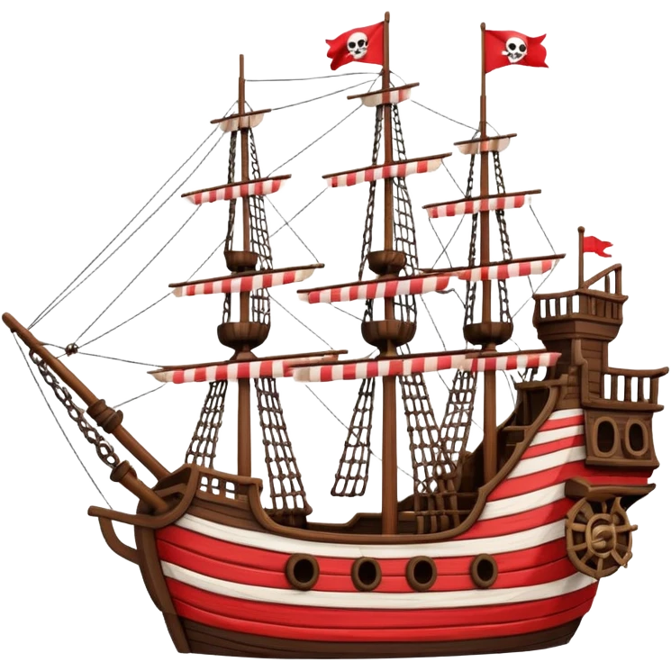 red and white lines pirate ships emoji