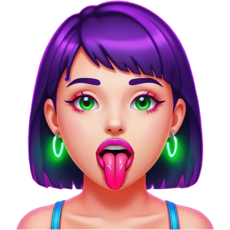 cyberpunk style neon shows tongue emoji