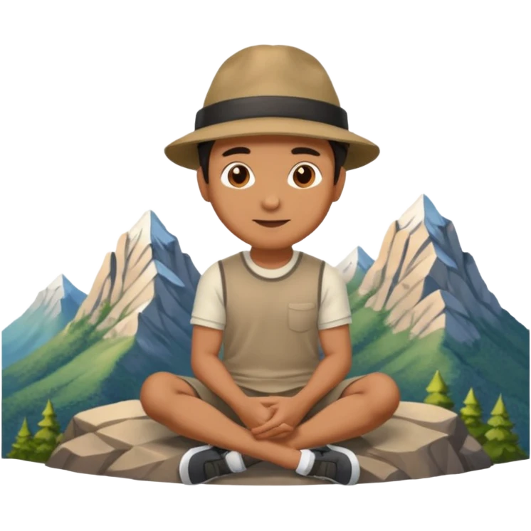 A man sitting on a mountain emoji