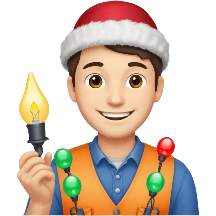 man decorating lights emoji