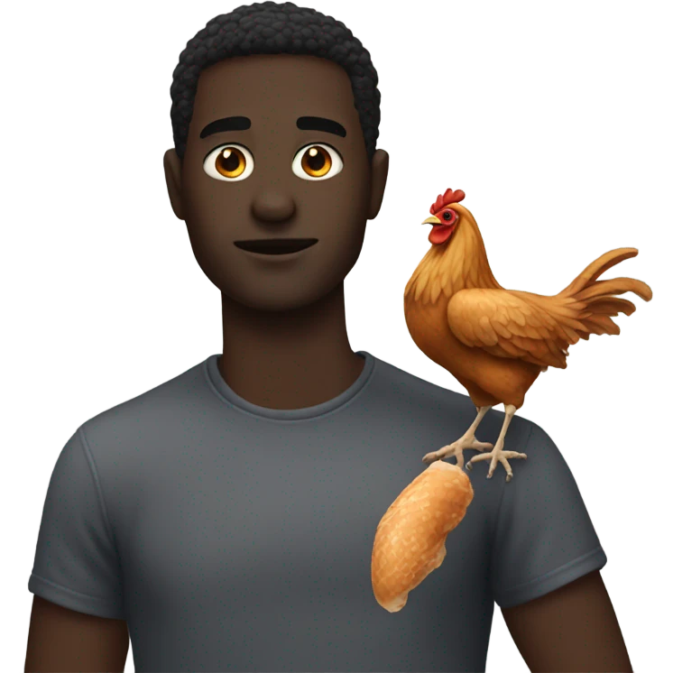 dark guy with a chicken wing emoji