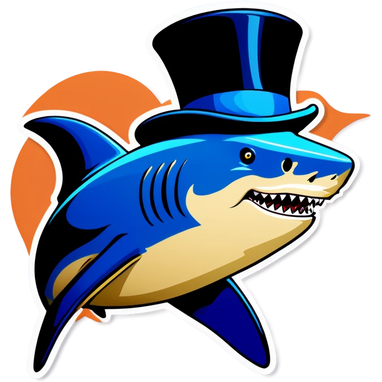 Shark with a top hat emoji