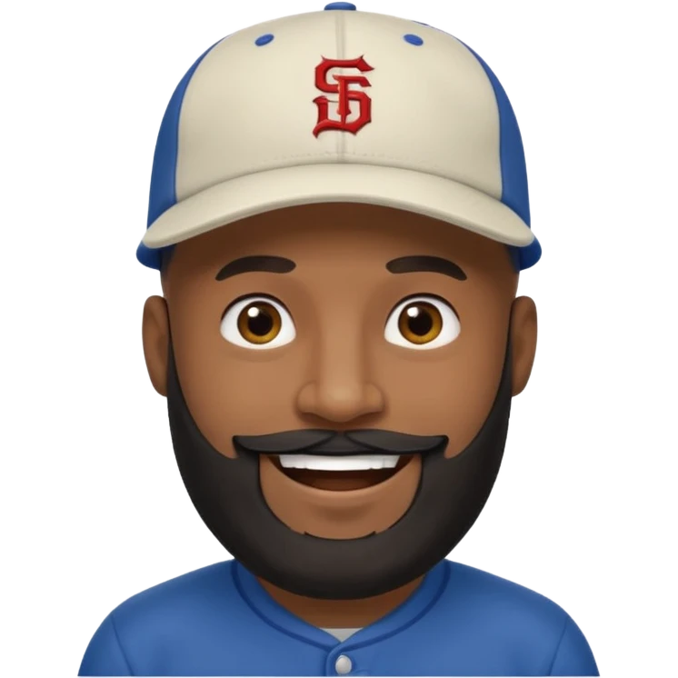 Dark Medium skin bald man with long black beard backwards baseball hat  emoji