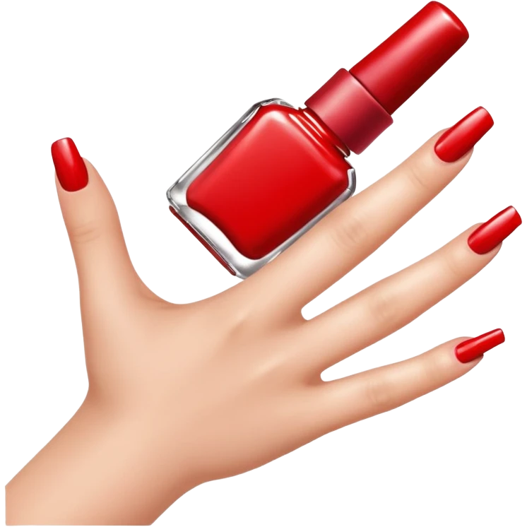 hand with painted nails and nail polish bottle emoji