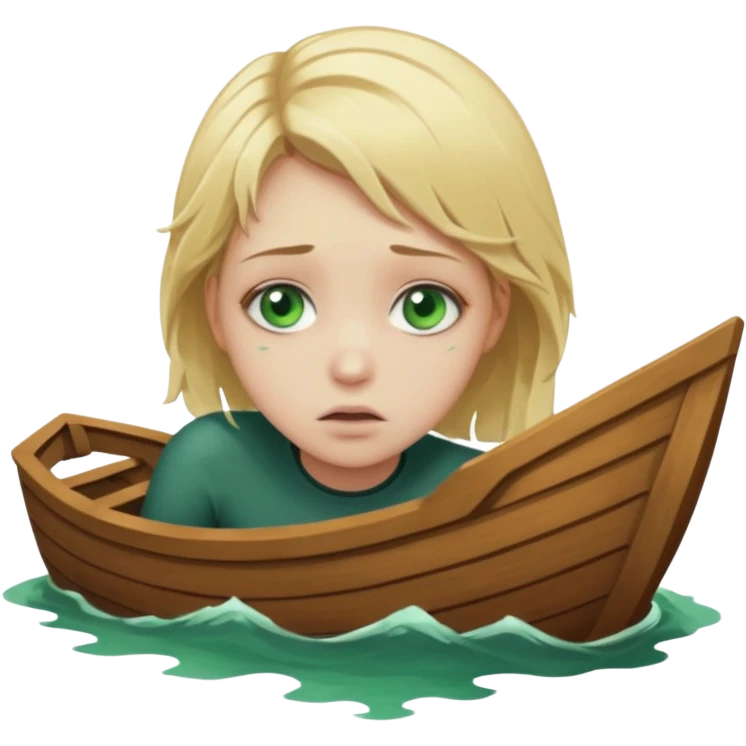 sad depressed weak cs major who is a pretty girl with blond hair and green eyes drowning on ship, very pretty very sad and weak. Near death almost dead drowning. emoji