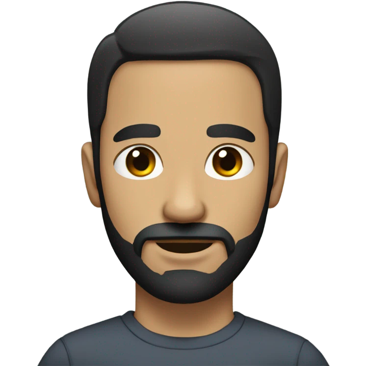 full Man with short black hair and circular beard emoji