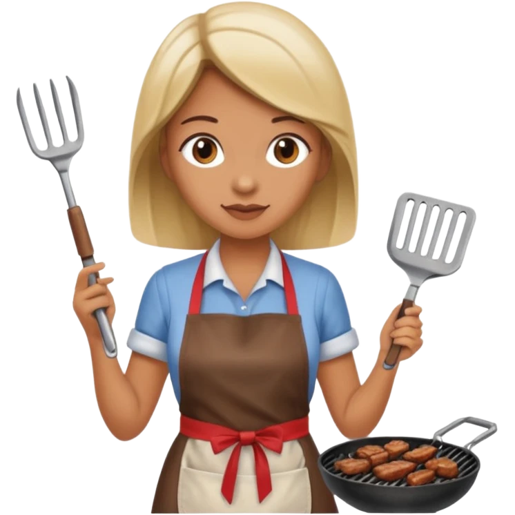 mujer haciendo asado emoji