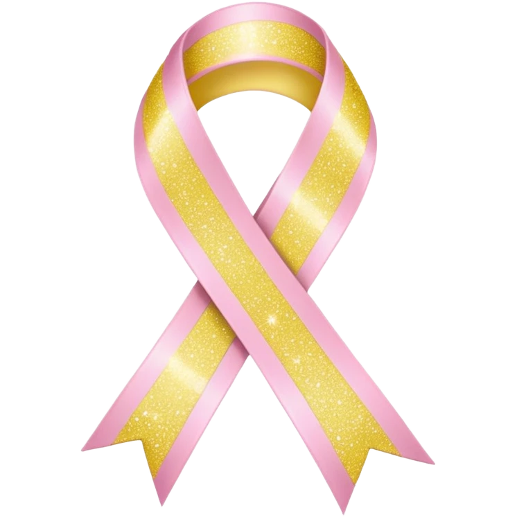 Create an emoji with light yellow glitter around a light pink ribbon in the iPhone emoji style. emoji