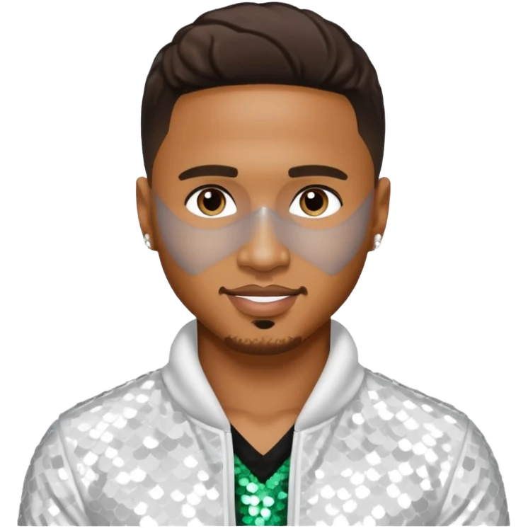 Trey Songz with white sequin outfit emoji