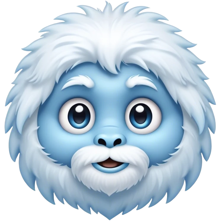 Cinematic Cute Yeti Portrait Emoji, with a charming, small, fluffy form in soft snowy whites and cool blues, featuring big, innocent eyes and a shy, gentle smile, simplified yet irresistibly endearing, highly detailed with a soft glowing outline that captures the whimsical charm of a friendly yeti ready for a cuddle! emoji