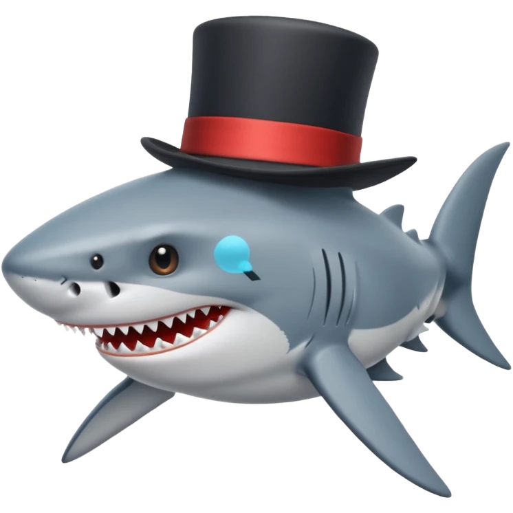Shark with a top hat emoji