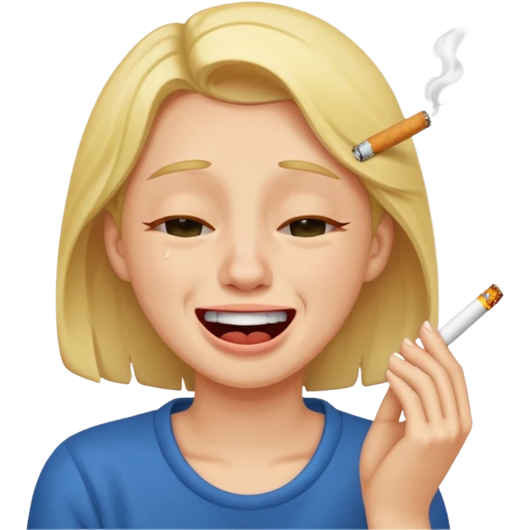 crying while laughing with cigarette emoji