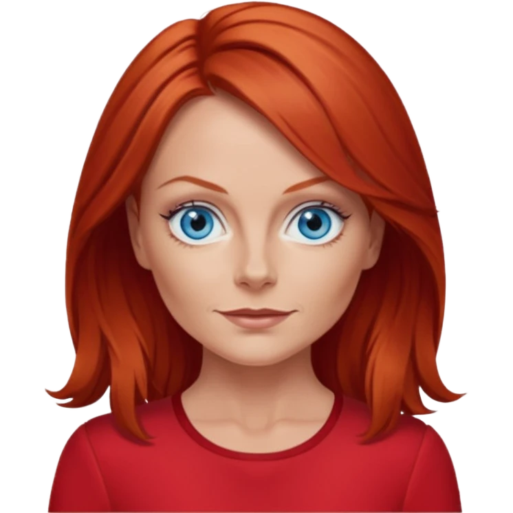 Geri Halliwell blue eyes, red hair, red outfit emoji