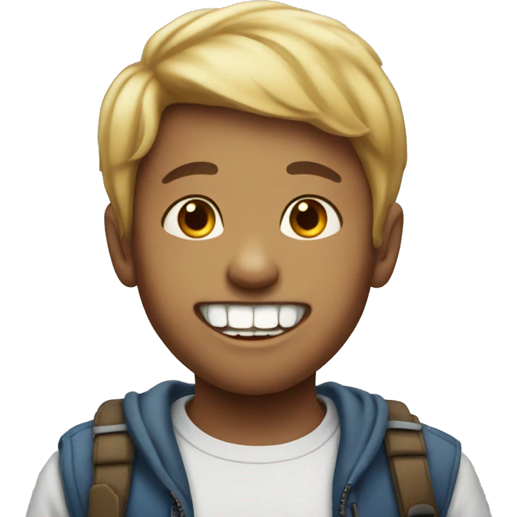 A boy with a rabbiy teeth emoji