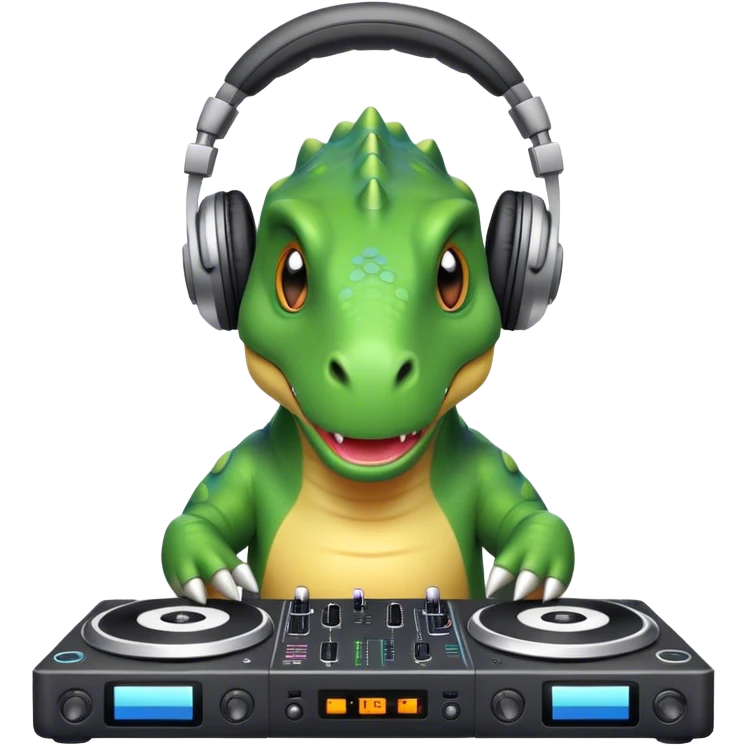 A dinosaur Is a Dj emoji