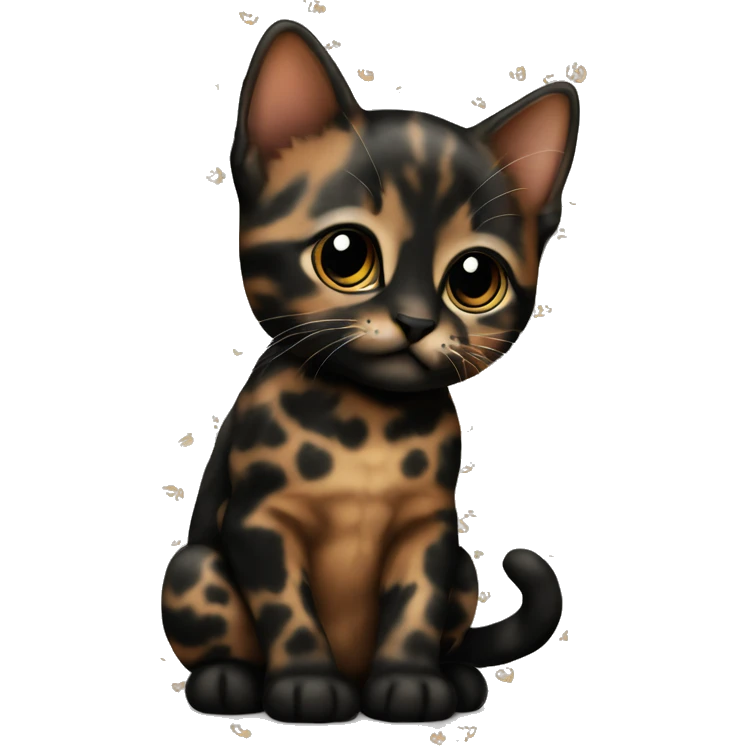 mostly black, tortoise shell pattern kitten emoji