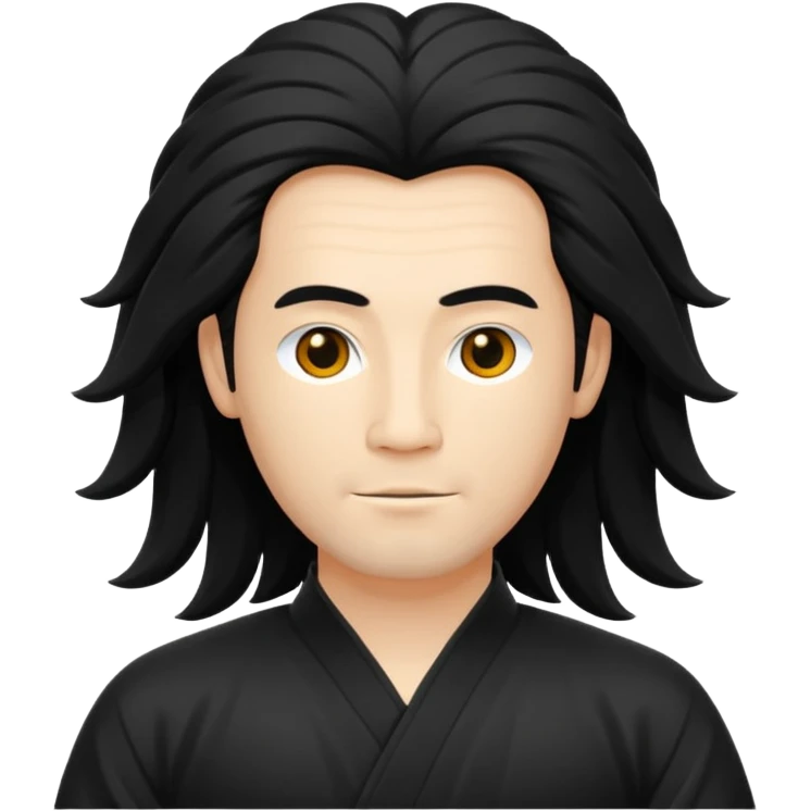 homme au cheveux long qui pratique le qi gong, en habits noirs ou blancs, en position de pratique emoji