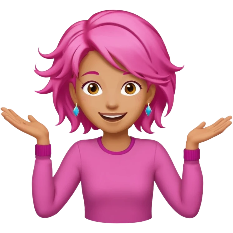 bungee jumping face with earrings pink hair flying away emoji