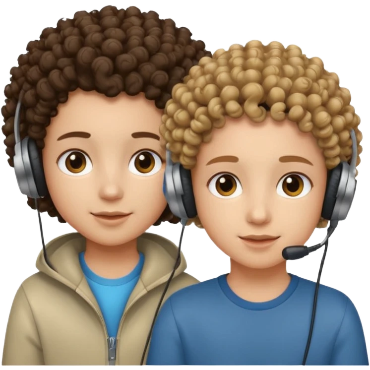 curly haired with headphones in girls and boys emoji
