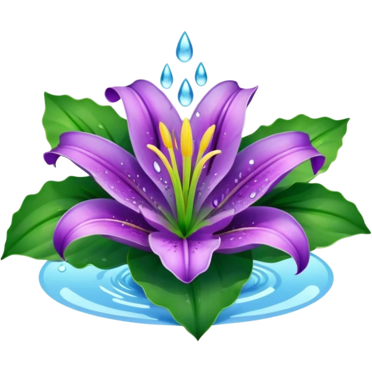 water purple lily circle leaf emoji