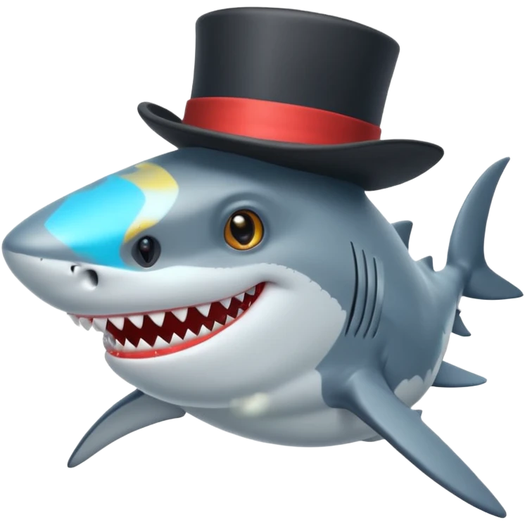 Shark with a top hat emoji
