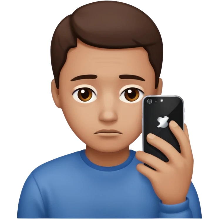 Looking at the phone sad emoji