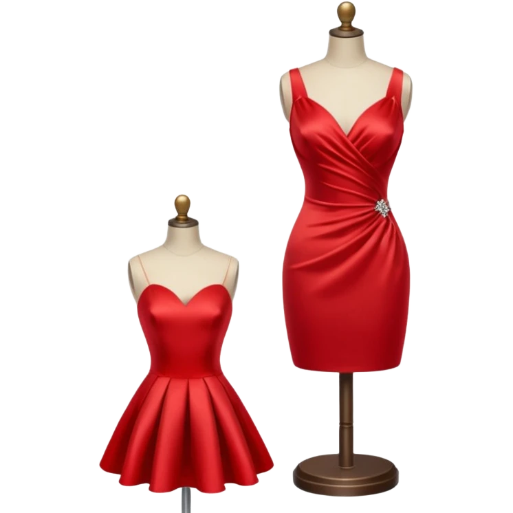 dress mannequin with tiny red dresss emoji