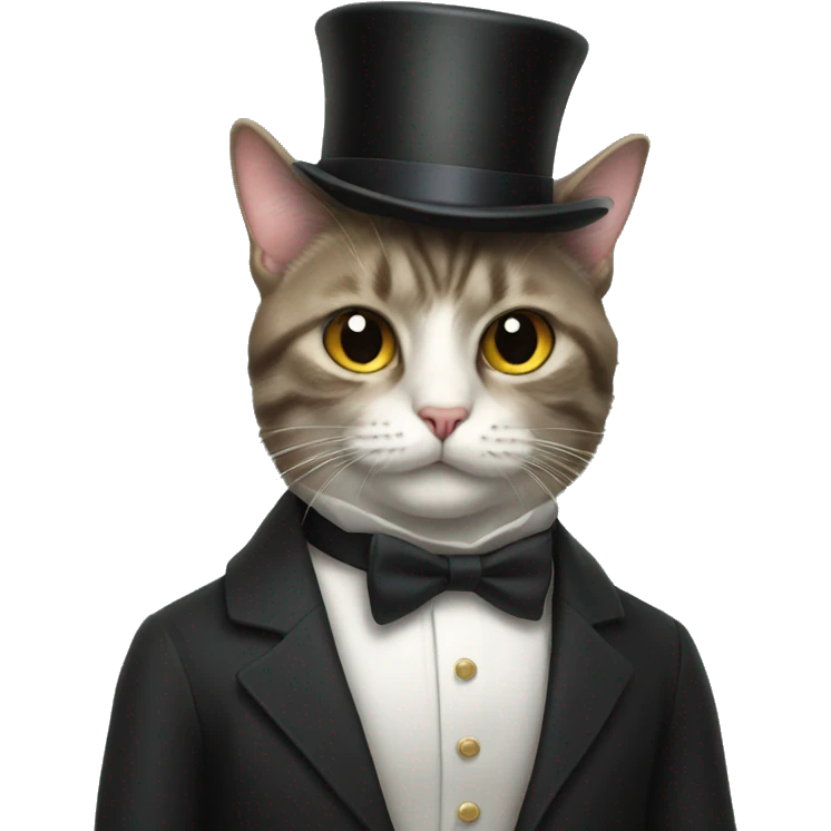 a cat with a top hat and bow tie  emoji