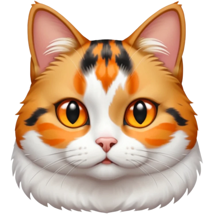full body calico tabby + white cat with small head and short but chubby body emoji