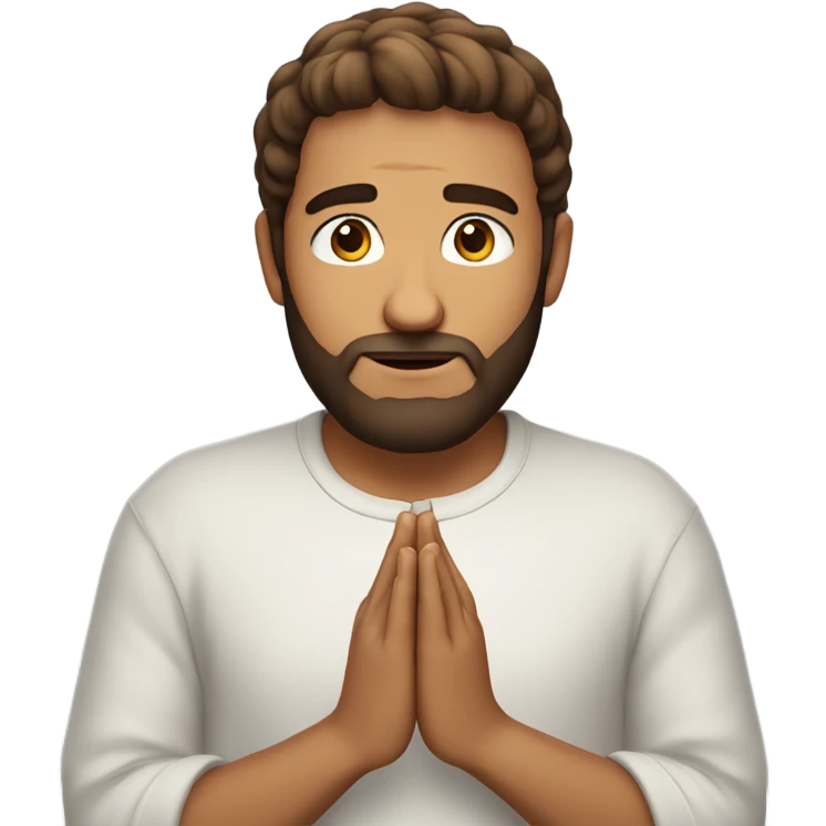Handsome man with brown hairs and 3 days beard as he is praying emoji