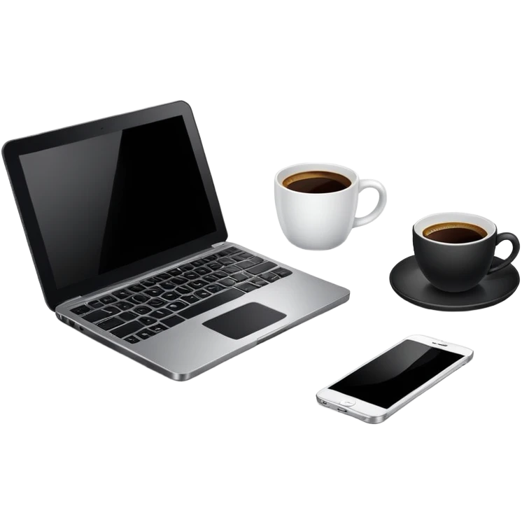 laptop with a coffee cup next to it emoji