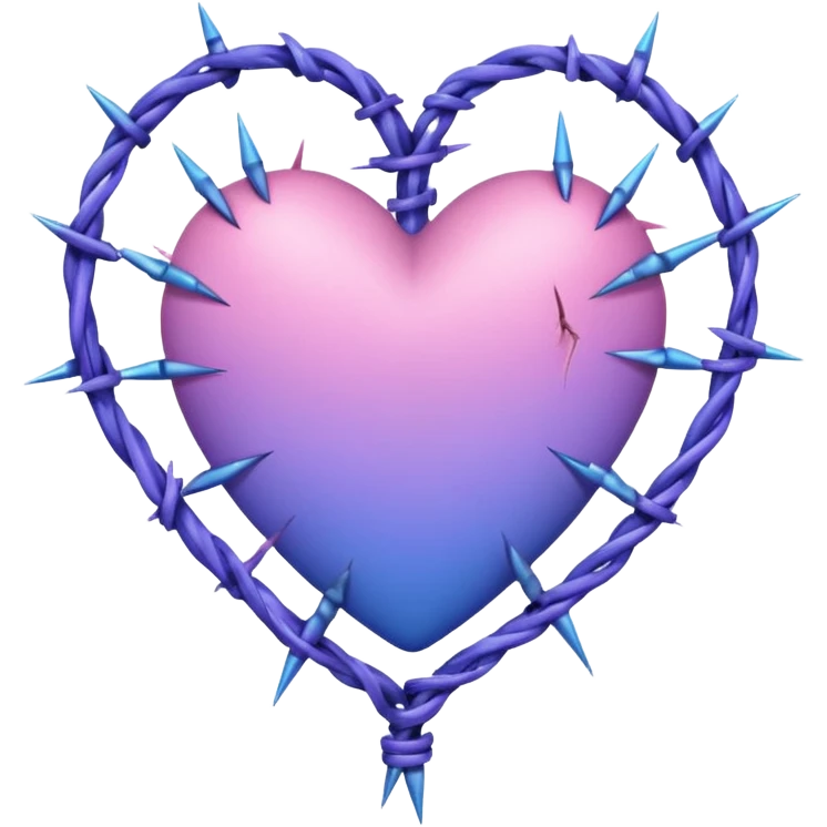 Stitched Barb thorn wired pastel pink-violet-blue-gradients heart emoji