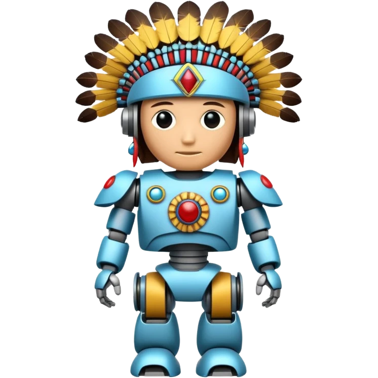 Full Robotic figure wearing native American regalia emoji