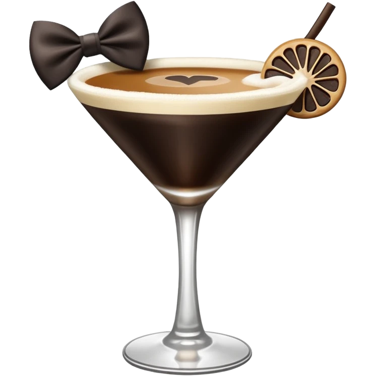 espresso martini with big Black Bow on martini  emoji
