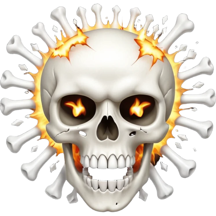 skull looking up with exagerated open mouth meanwhile the head explote ...
