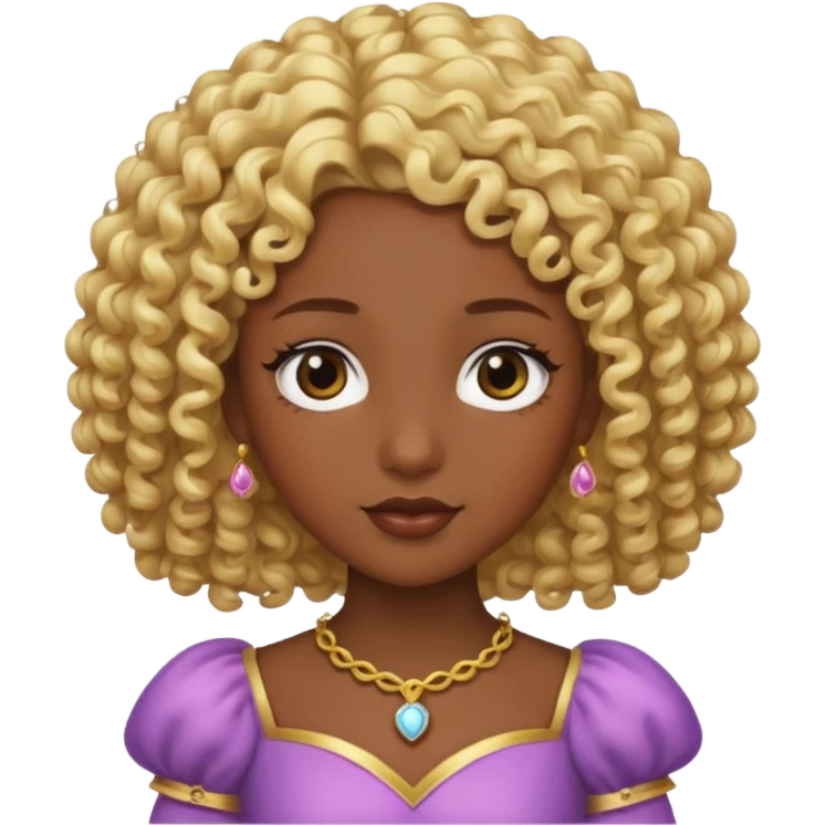 blonde curly haired princesse dark face emoji